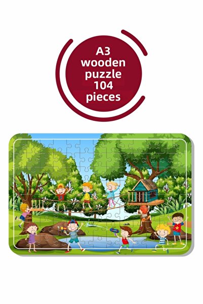 Baskı Atölyesi لعبة في المعسكر A3 لغز مكون من 104 قطعة، لعبة، منشار قطع