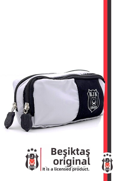 Beşiktaş Υφασμάτινη μολυβοθήκη με διπλό μάτι λευκό αλεξίπτωτο
