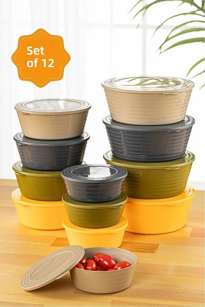 ZM HOME 12-Piece Storage Container Set, Storage Box, Storage Container with Lid, Tupper, 4x3 Size