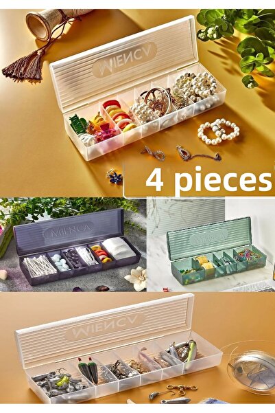 Bayev 4 Pieces Ring - 6 Compartment Drawer with Lid and Ring Box, Fishing Material Organizer