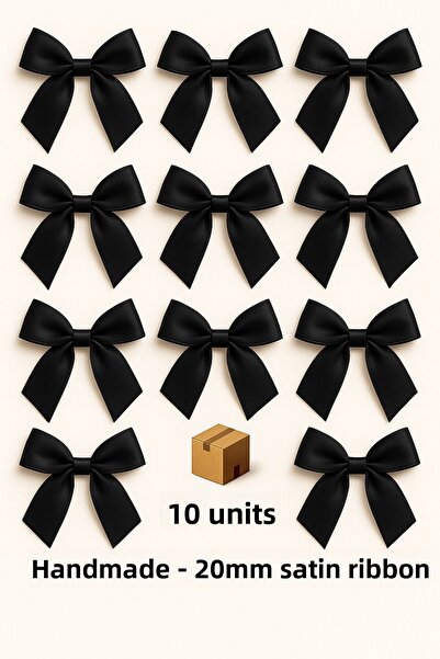 edalle 10 τμχ Μαύρη Σατέν Κορδέλα Φιόγκος 20mm Σατέν Κορδέλα