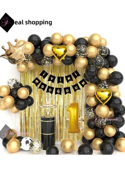 Laviyosa Σετ διακοσμητικών για πάρτι γενεθλίων με κορώνα βασιλιά, μπαλόνια κα...