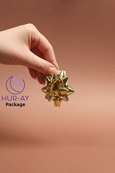 HUR-AY PACK 100 قطعة من حلي هدايا النجوم المعدنية باللون الذهبي / حزمة هدايا الرافية الذهبية