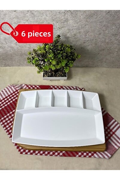 INNOX 6 Pieces Polycarbonate Breakfast Plate - 30x20 Cm Presentation Plate