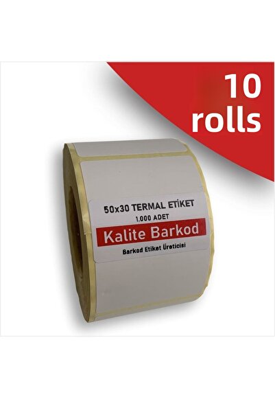 Kalite Barkod Etichetă termică 50x30 |   10 role |