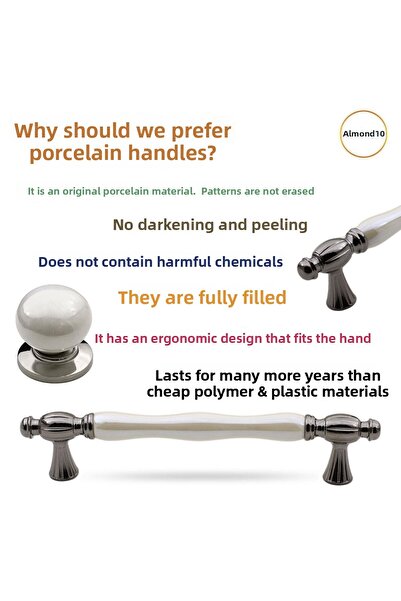 Badem10 Helmond Mobilier de lux din porțelan Dulap cu sertar pentru bucătărie (128 MM) Mânere din perlat afumat