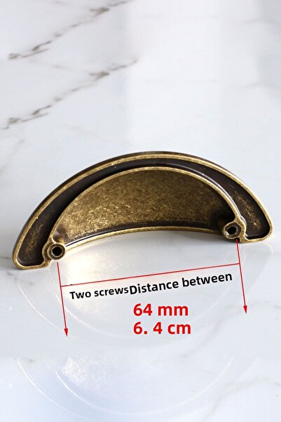 Badem10 Yelken Midye Tas Dish 64 mm Buton anticat Mobilier galben antic Mâner dulap de bucătărie Mâner