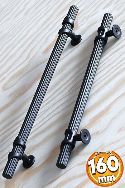 Badem10 Μαύρη μεταλλική λαβή καπακιού συρταριού κουζίνας Emir 160 mm