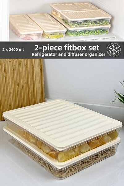 FİTHOME Set of 2 Fitbox 2400 ml Airtight Refrigerator and Freezer Organizer