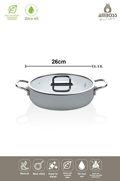 Amboss Sera Nova Ceramic Non-Stick Non-Stick Flat Pot 26 cm – Gray