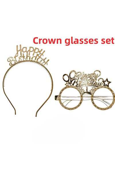 Laviyosa مجموعة نظارات تاج عيد ميلاد سعيد باللون الذهبي، إكسسوارات حفلات عيد ...
