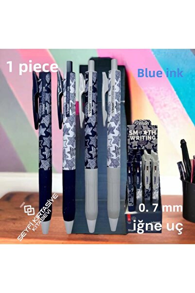 SEYFİKİRTASİYE قلم حبر جل منقوش باللون الأزرق، قطعة واحدة