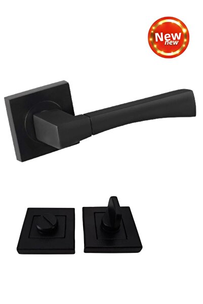 Venax مقبض باب مرحاض روما أسود غير لامع مع شارة مربعة من الفولاذ المقاوم للصد...