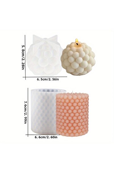 Choice قالب شمع فقاعي ثلاثي الأبعاد - قطعتان، صناعة كروية وأسطوانية، صناعة شموع من السيليكون