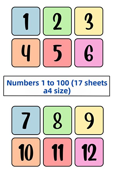 Organik Yolda أرقام ملونة تُذكر الأرقام بسهولة وسرعة، من 1 إلى 100 (17 صفحة م...