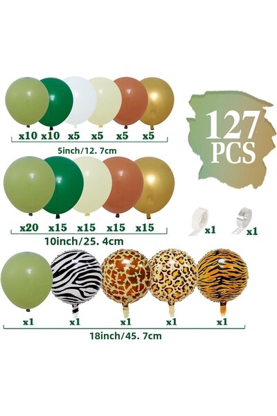 VipDeluXe Party Balloon Set - 127Pcs Jungle Safari Party Decorations