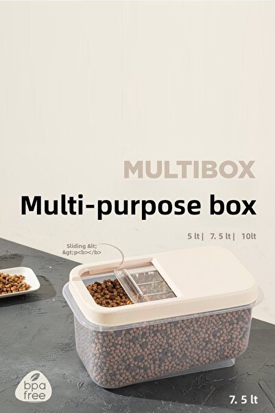 Şahane Pazar 7.5 Liter Multibox Storage Container Box Sliding Lid - Beige Fma007658