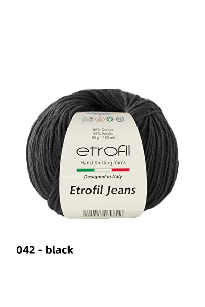 Etrofil جينز 042 غزل الحياكة الأسود فستان صيفي قصير Amigurumi خيوط قطنية 50 ج...