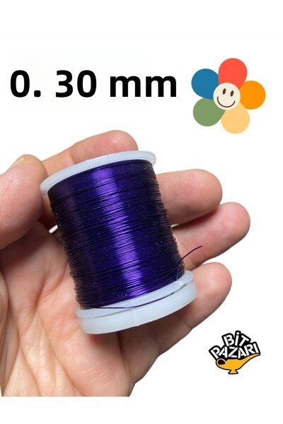 izmir Bitpazarı Sârmă de flori de cupru 0,30 mm - Sârmă de bijuterii - Sârmă de hobby - 1 bobină - (Ort 50 de metri)