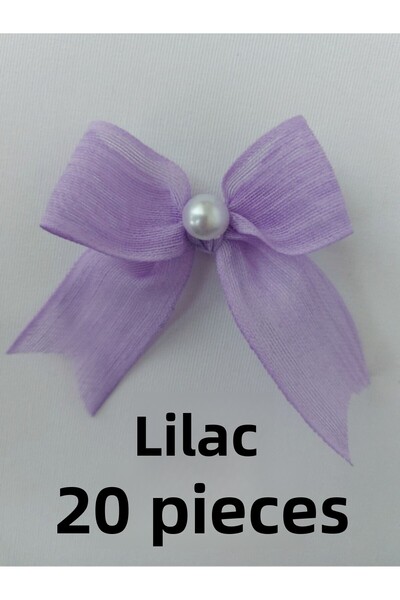 SEVİMLİ TASARİMLAR شريط كتان نابولي جاهز بفيونكة مزينة باللؤلؤ (20 قطعة)