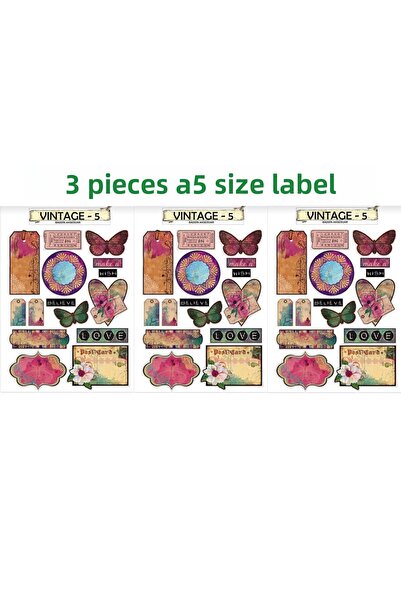 TRENDİN YOLU ملصق عتيق ذو طابع وردي 5 على شكل فراشة لاصق Tt ملصق Bddn Üz