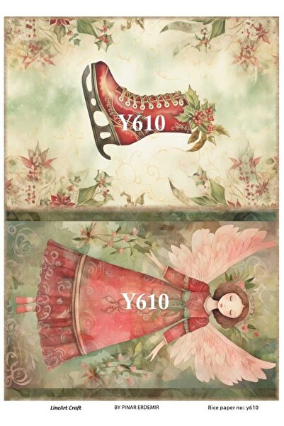 LİNEART ورق ديكوباج نحاسي بنمط عيد الميلاد رقم: YILŞI610 - 29X42 سم