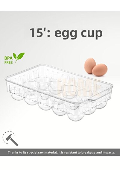 Jet's Home 15-Piece Egg Container with Lid Shockproof Egg Cup Bpa Free Refrigerator Organizer