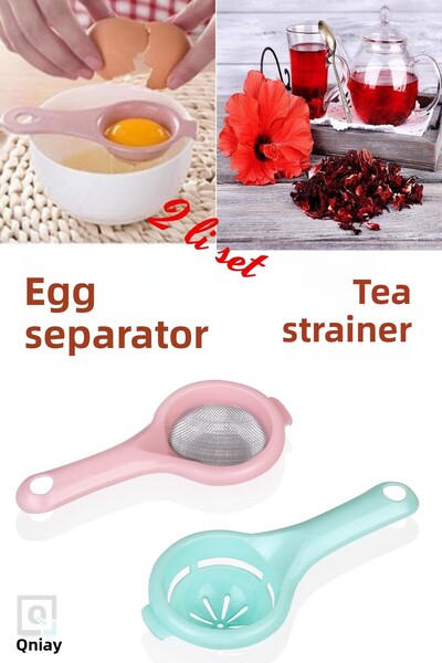 QNİAY Practical Set of 2 Tea Strainer and Egg Stream Separator Strainer Separator Apparatus
