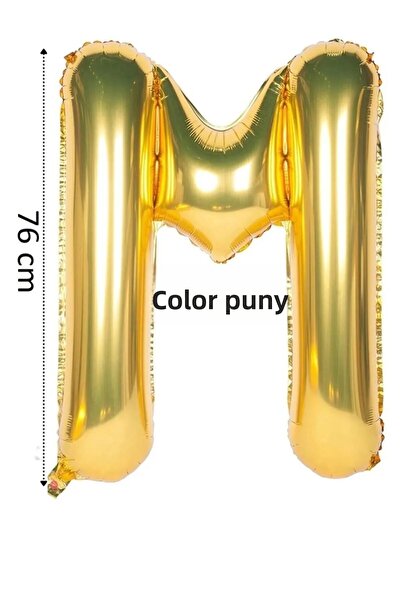 renk party Foil Balloon Letter m Helium Balloon 76 cm Gold Color - Letter m B...
