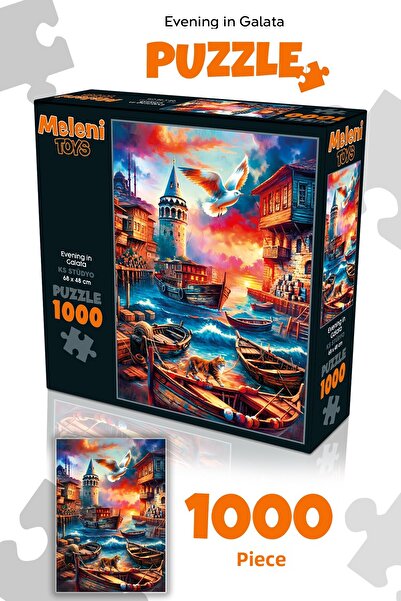 Meleni Toys 1000 قطعة لغز مساء في جالاتا - لغز رؤية برج جالاتا 68x48 سم