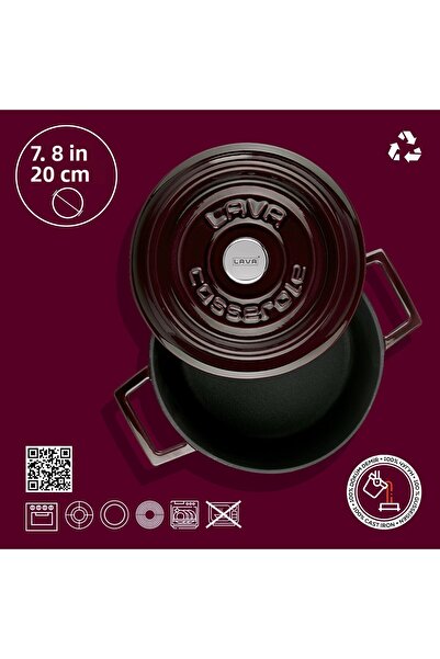 Lava Trendy Premium Series Iron Cast Deep Pot 20 cm Majolika Purple Akyüzhome