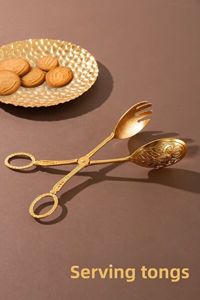 Porsima Gold Serving Tongs, Salad Cake Pasta Tongs 1 Piece Luxury Serving Tongs