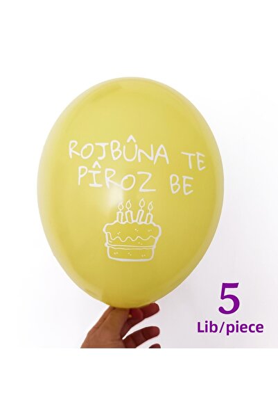 ZERYA Turkish Birthday Balloon - YELLOW (5 pcs) - Rojbuna Te Piroz Be 12 inch...