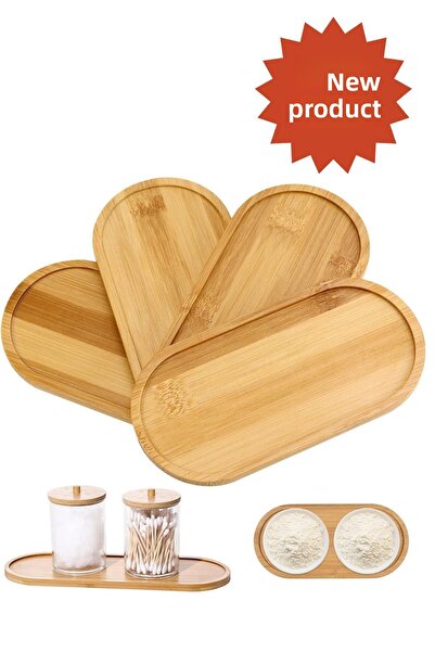 NEWNOW Bamboo Presentation Plate Oval, Spice Stand, Oil Pot Stand, Bamboo Snack Bowl 26 * 14 cm (1 Piece)
