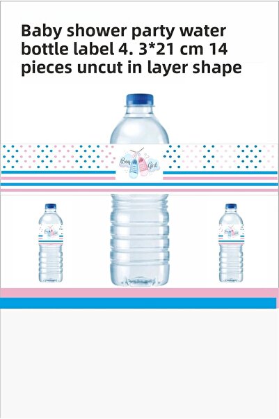 43 cici süsler organizasyon Αυτοκόλλητο μπουκαλιού νερού Baby Shower Party 14...