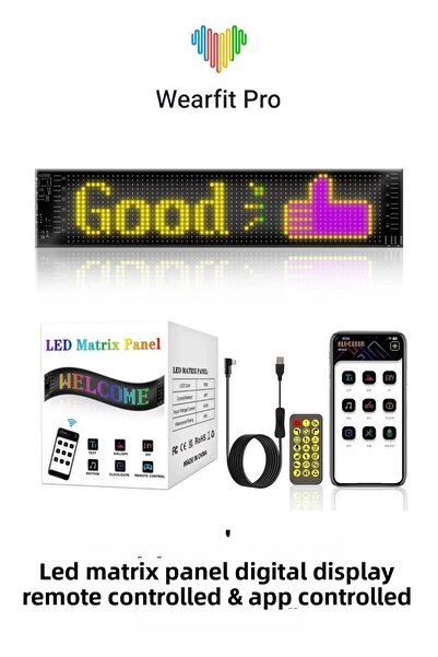Wearfit Pro لوحة مصفوفة LED شاشة رقمية تعمل بالتحكم في التطبيق مقاس 16 × 64 سم