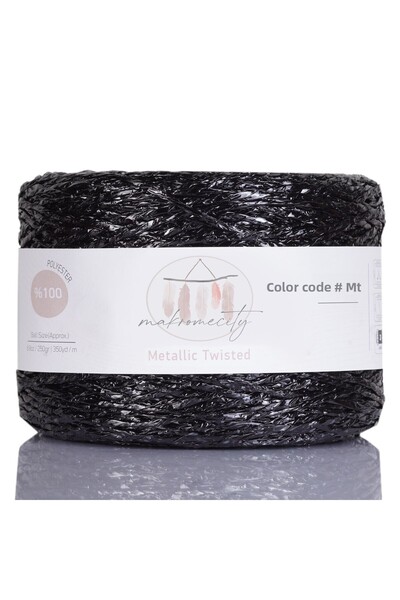Makromecity Premium 320 M Glitter Metallic String Shiny Bag Raffia Πλεκτό Σχοινί Μεταλλικό Βραδινό Φόρεμα Σχοινί 250 Gr Μαύρο