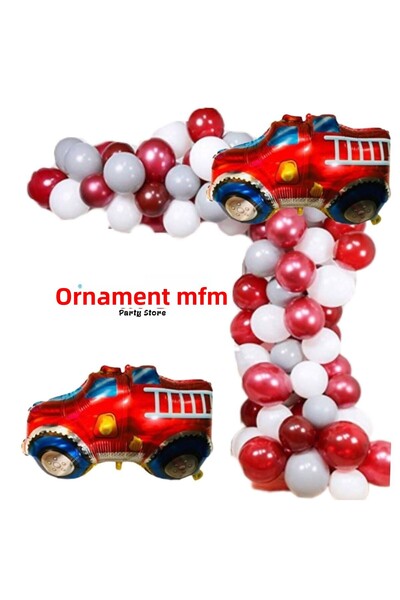 MFM Set de baloane cu lanț pentru ziua de naștere pentru mașină de pompieri