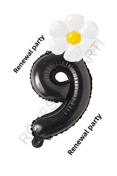 Generic Brand Black Number and White Daisy Foil Balloon Set Age 9