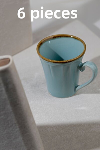 Countra 6-Piece Ceramic Custom Coffee Foam Pattern Vintage Cup Mug Tea Cup Co...