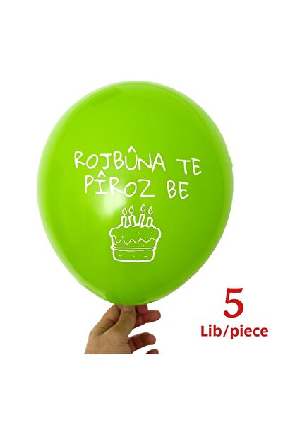 ZERYA Turkish Birthday Balloon - GREEN (5 pcs) - Rojbuna Te Piroz Be 12 inche...