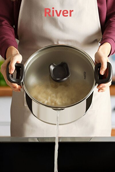 Nehir Наполи 24 см капак с цедка от неръждаема стомана Функционален дълбок съд