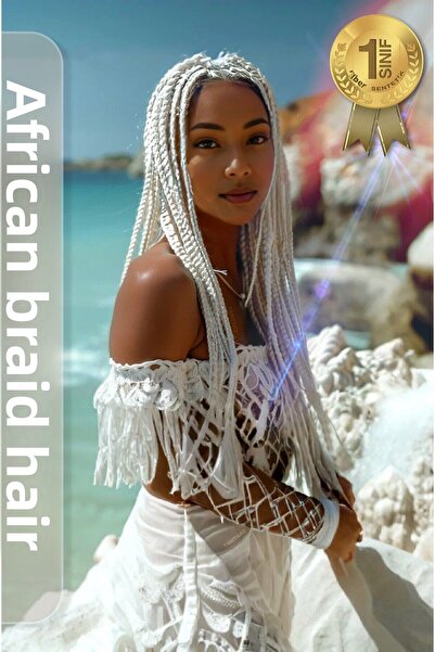 KONAK PERUK Бяла африканска плитка - раста и бокс плитка от синтетични коси