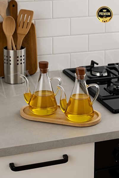 NEWNOW وعاء زيت الشيف من زجاج البورسليكات سعة 500 مل - بطاقة تسوق من الخيزران