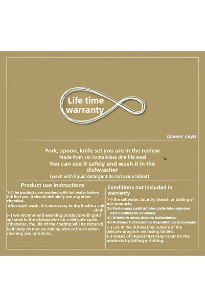 DMR LİFE Rüya 18 Piece Gold Fork Spoon Set (18 Pieces Eat)