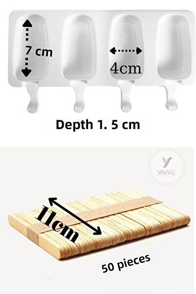 Yayke Magnum, Ice Cream, Yogurt, Fruit Ice Mold 4 Pieces and 50 Sticks