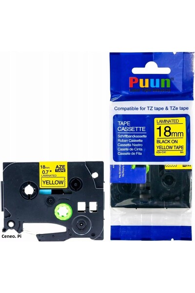 PUUN Brother P-Touch TZE-C41 18mm X 8m Bandă de etichete laminată, compatibil...