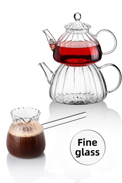 Queen’s Kitchen Borasilikat Glass Teapot and Glass Coffee Pot Set