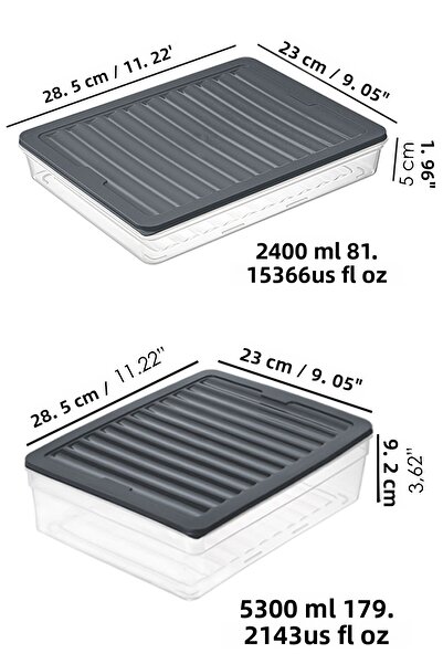 Meleni Home Microwave Organizer Set of 3 - Food and Food Storage, Deep and Shallow XL Anthracite