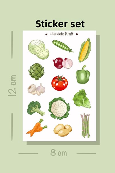 Handeto Kraft Set de autocolante cu legume, autocolant, album de însemnări, a...
